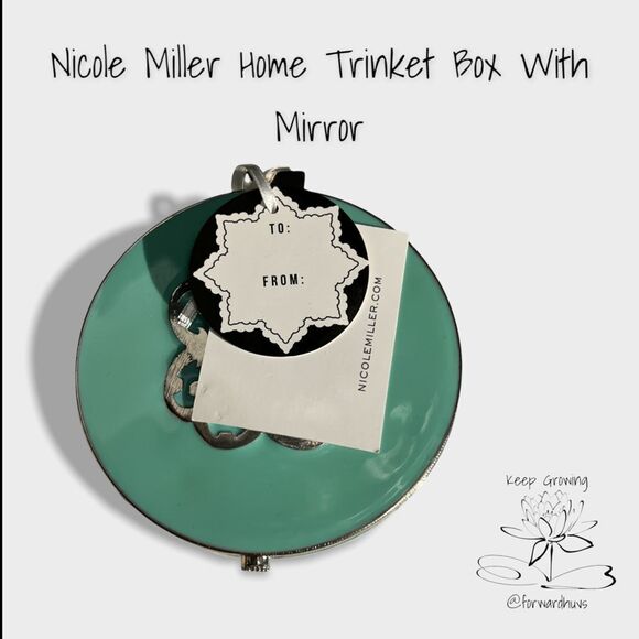 Nicole Miller Circular Trinket Box with Mirror - New with Tags - Picture 5 of 8